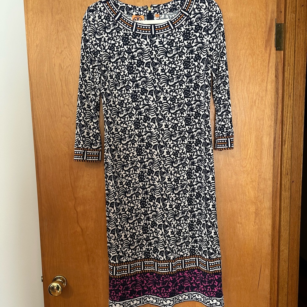 Tory Burch Black and White Long Sleeve Dress